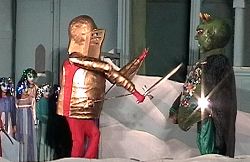 Knight fights monster